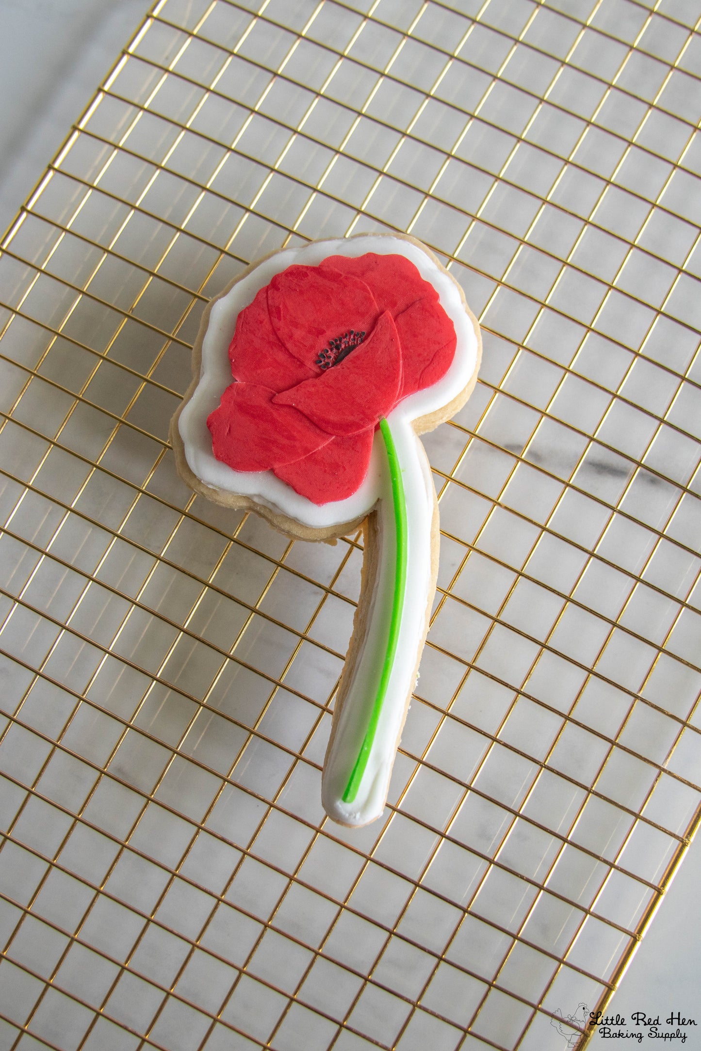 Poppy Flower Fondant Stamp and Cutter Set -- August Birth Flower