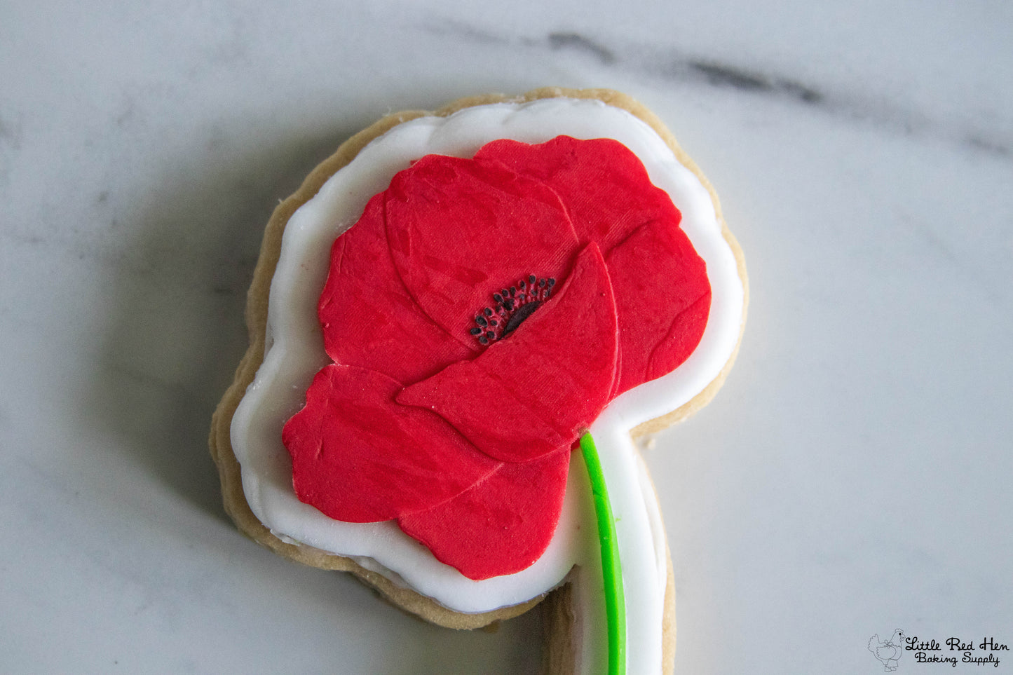 Poppy Flower Fondant Stamp and Cutter Set -- August Birth Flower