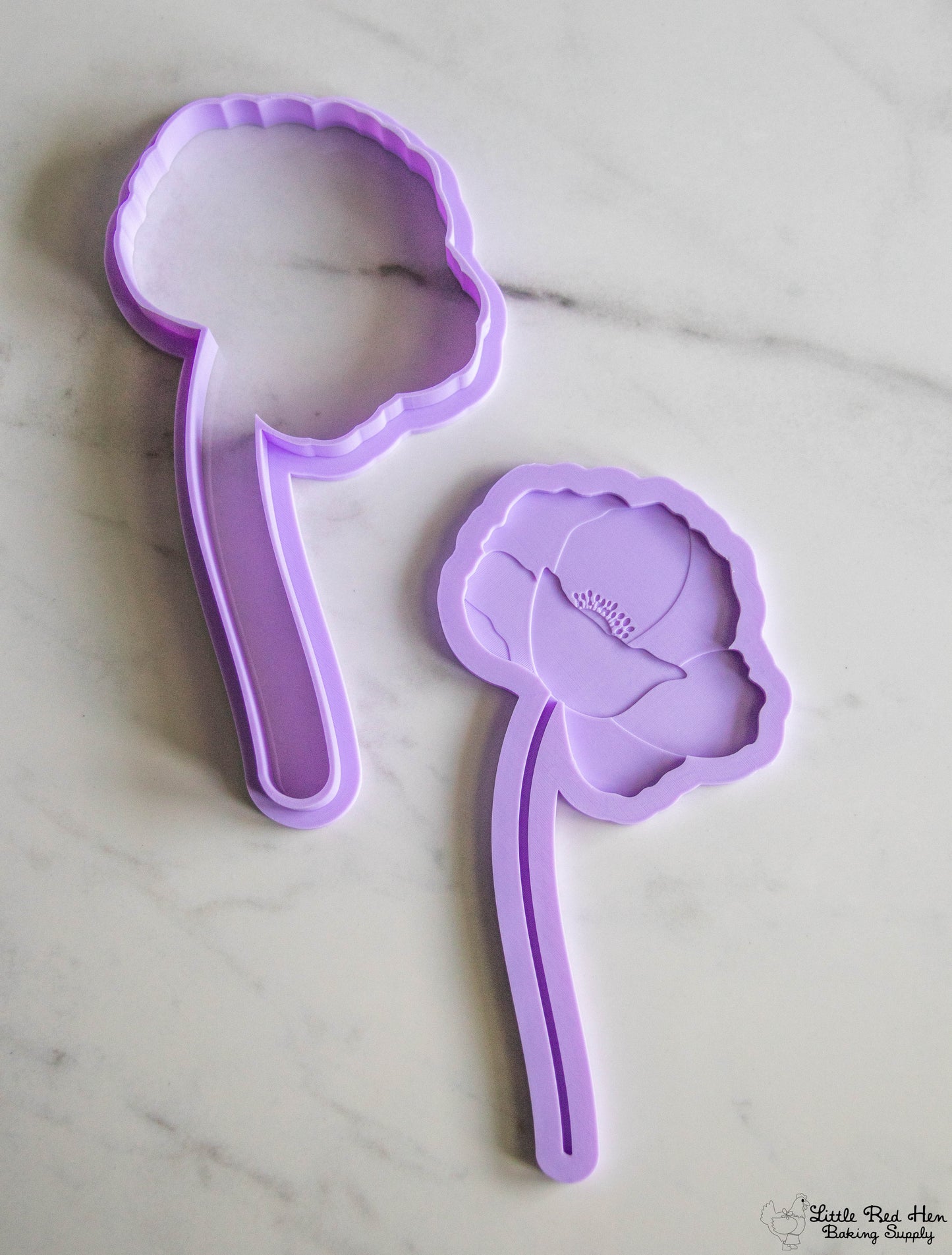Poppy Flower Fondant Stamp and Cutter Set -- August Birth Flower