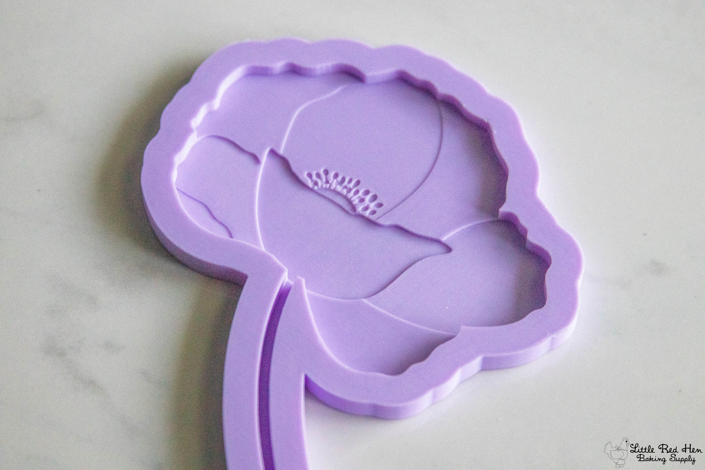 Poppy Flower Fondant Stamp and Cutter Set -- August Birth Flower