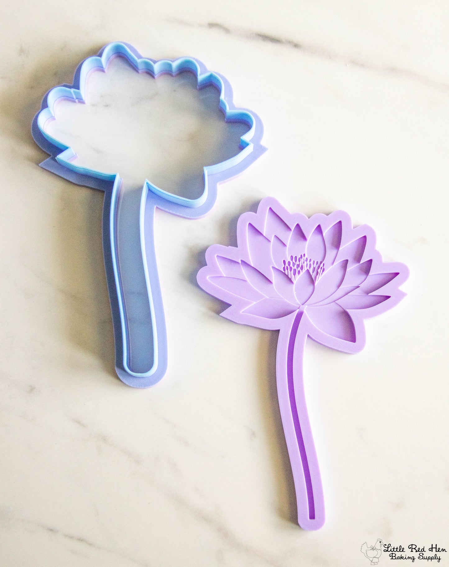 Water Lily Flower Fondant Stamp and Cutter Set -- July Birth Flower