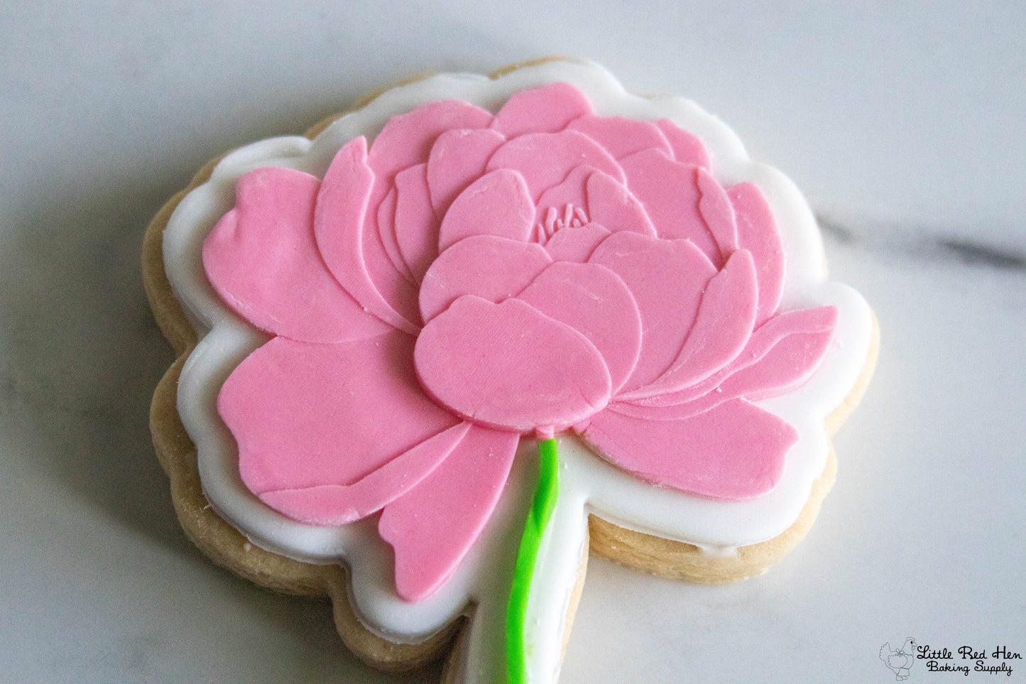 Peony Flower Fondant Stamp and Cutter Set -- November Birth Flower