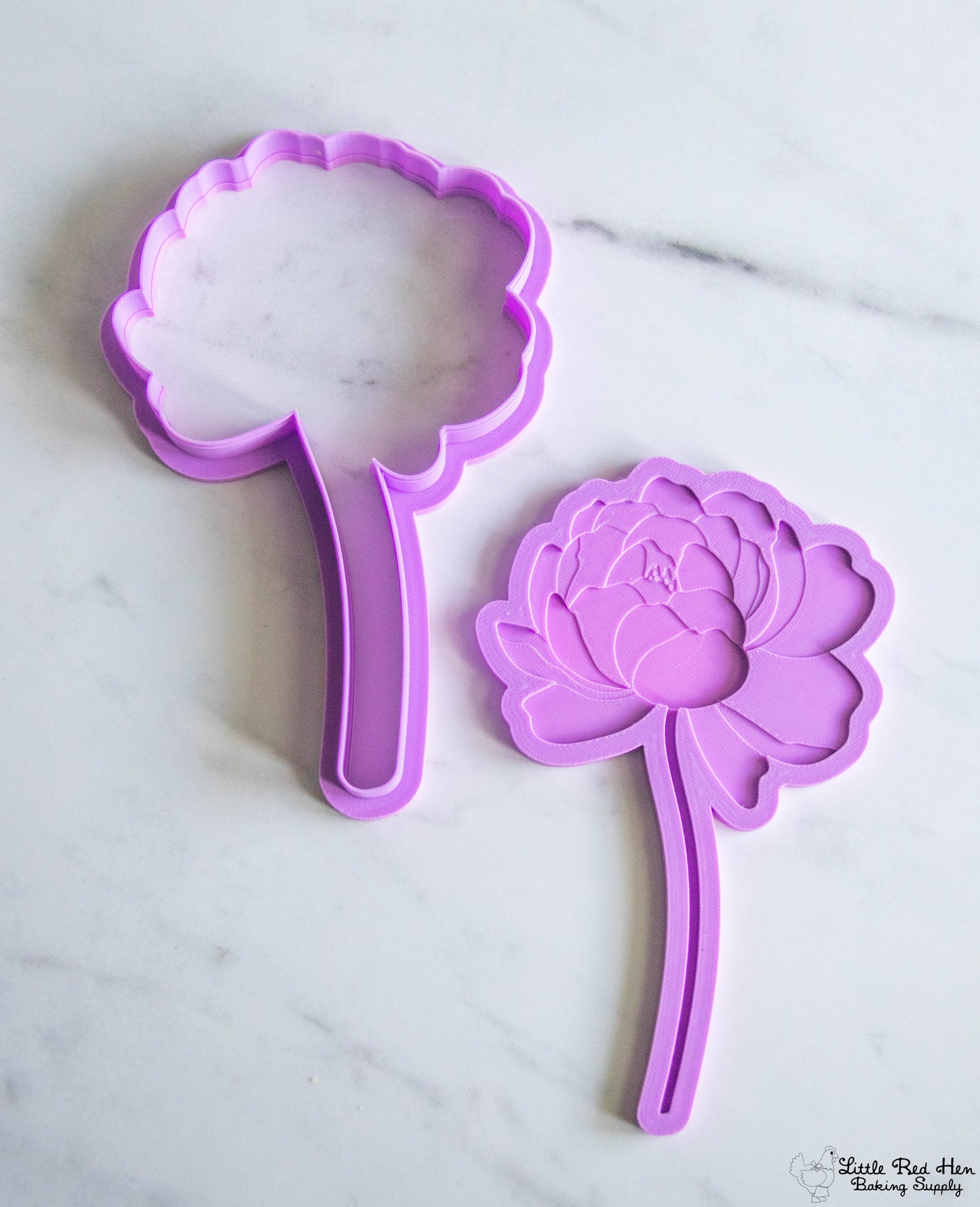 Peony Flower Fondant Stamp and Cutter Set -- November Birth Flower