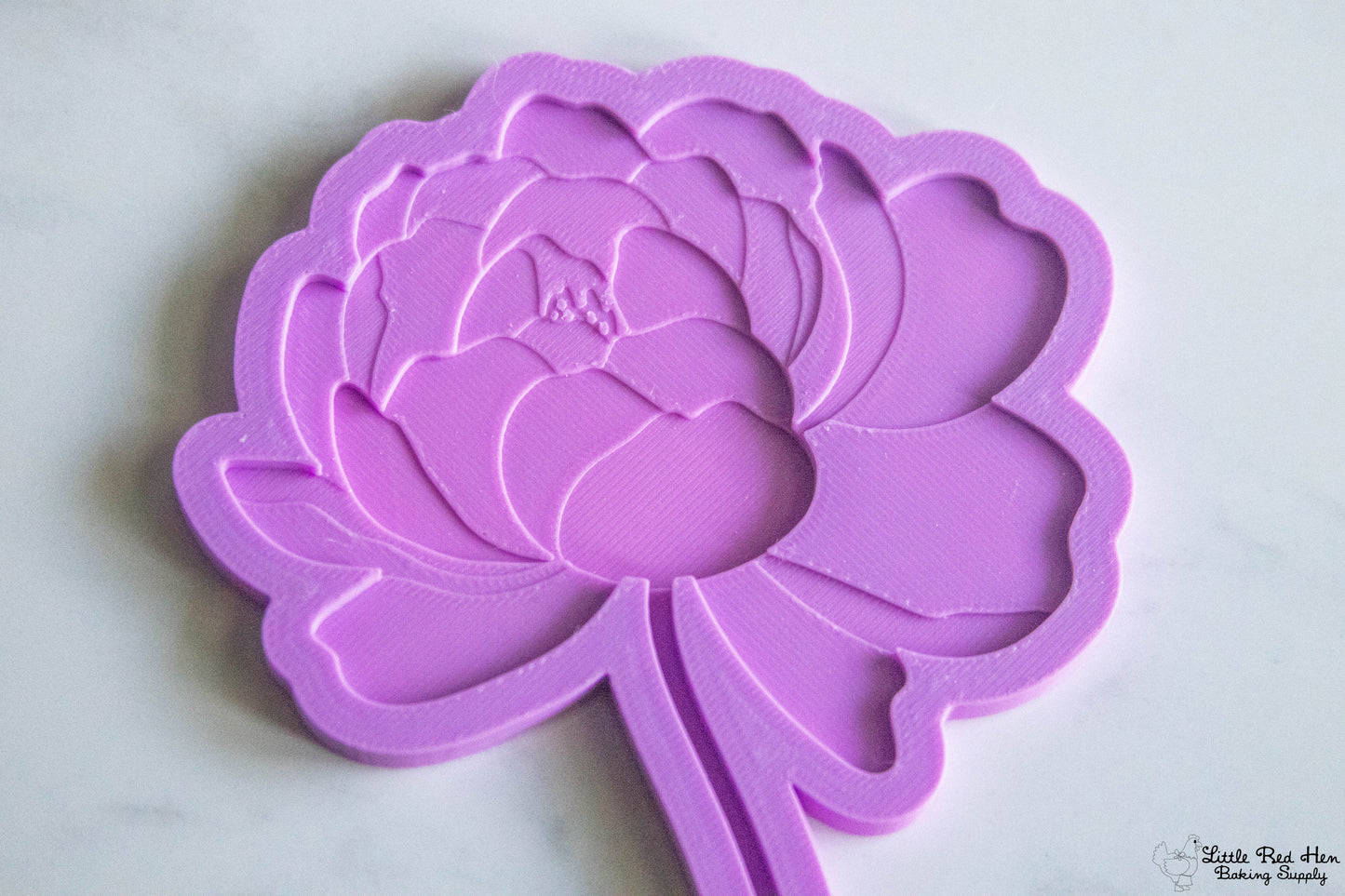 Peony Flower Fondant Stamp and Cutter Set -- November Birth Flower