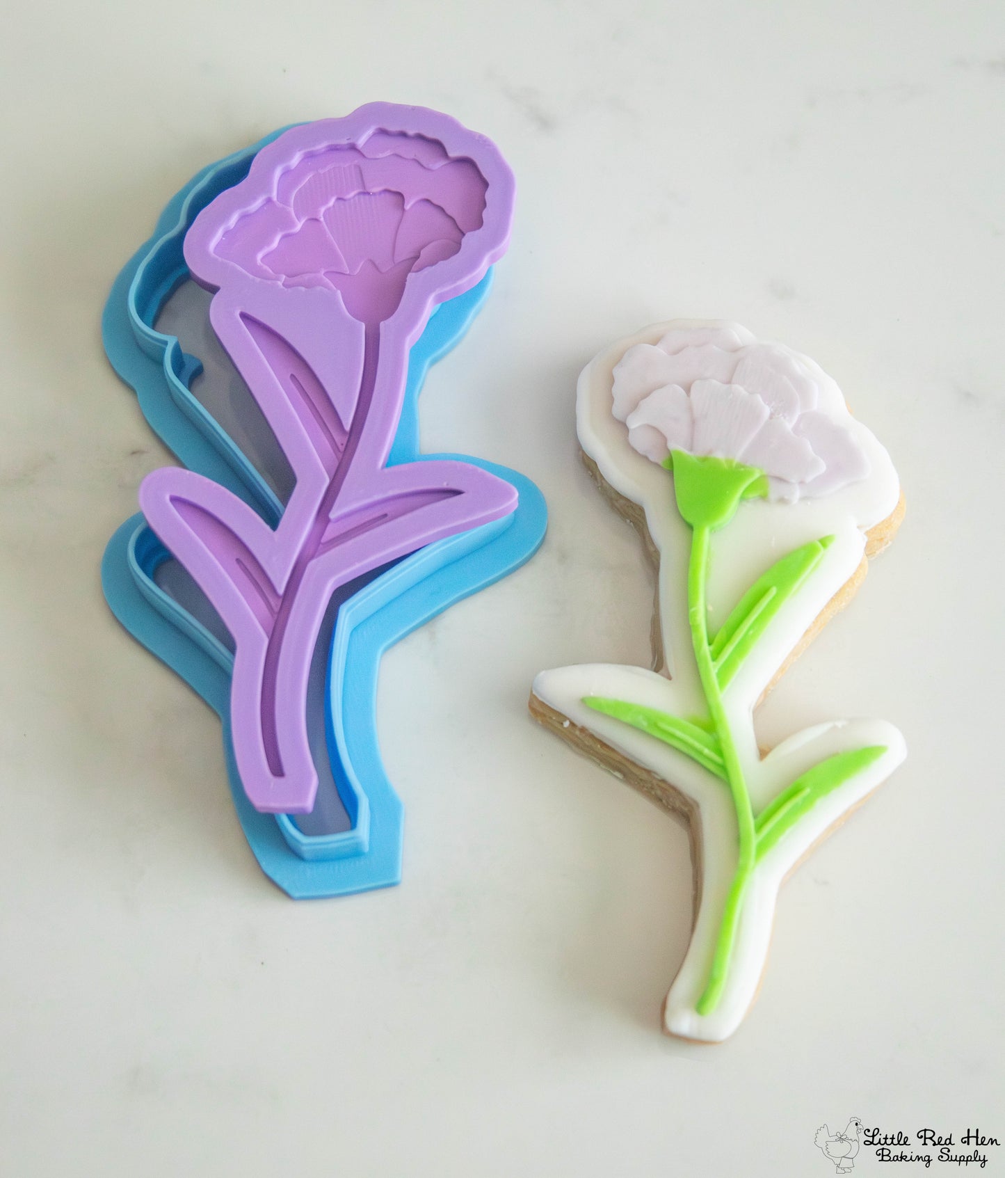 Carnation Flower Fondant and Buttercream Stamp Set -- January Birth Flower
