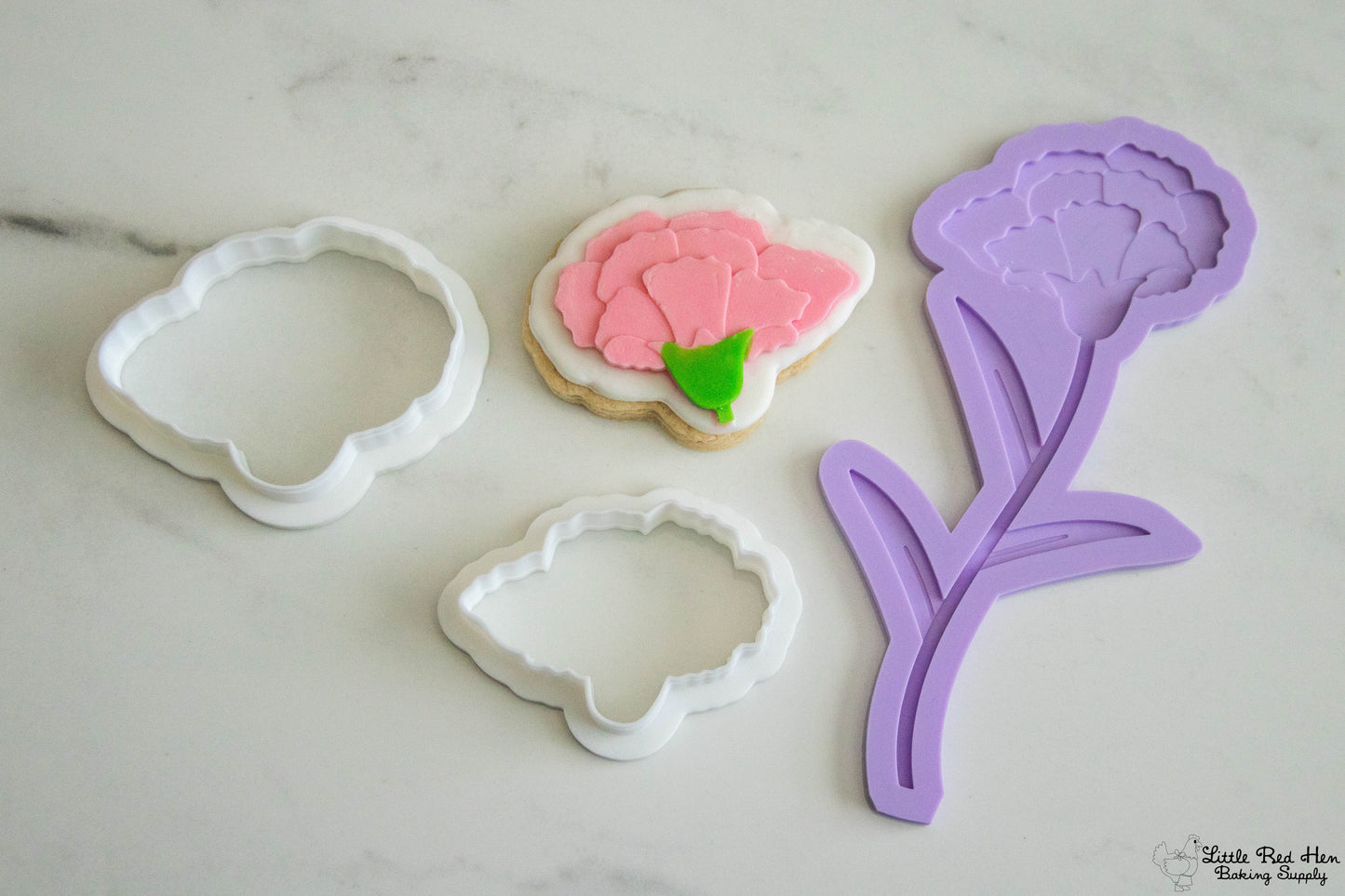Carnation Flower Fondant and Buttercream Stamp Set -- January Birth Flower