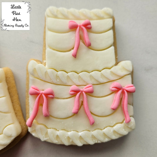 Cake with Mini Bow Fondant and Buttercream Stamp and Cutter Set