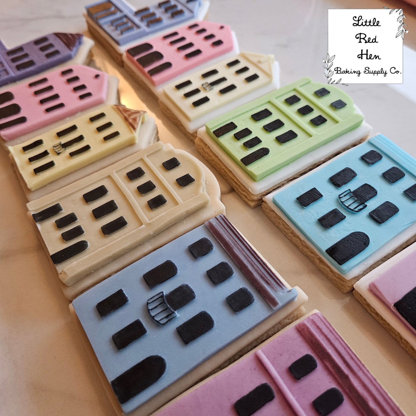 Charleston Rainbow Row Stamp and Cutter Set for Fondant and Buttercream