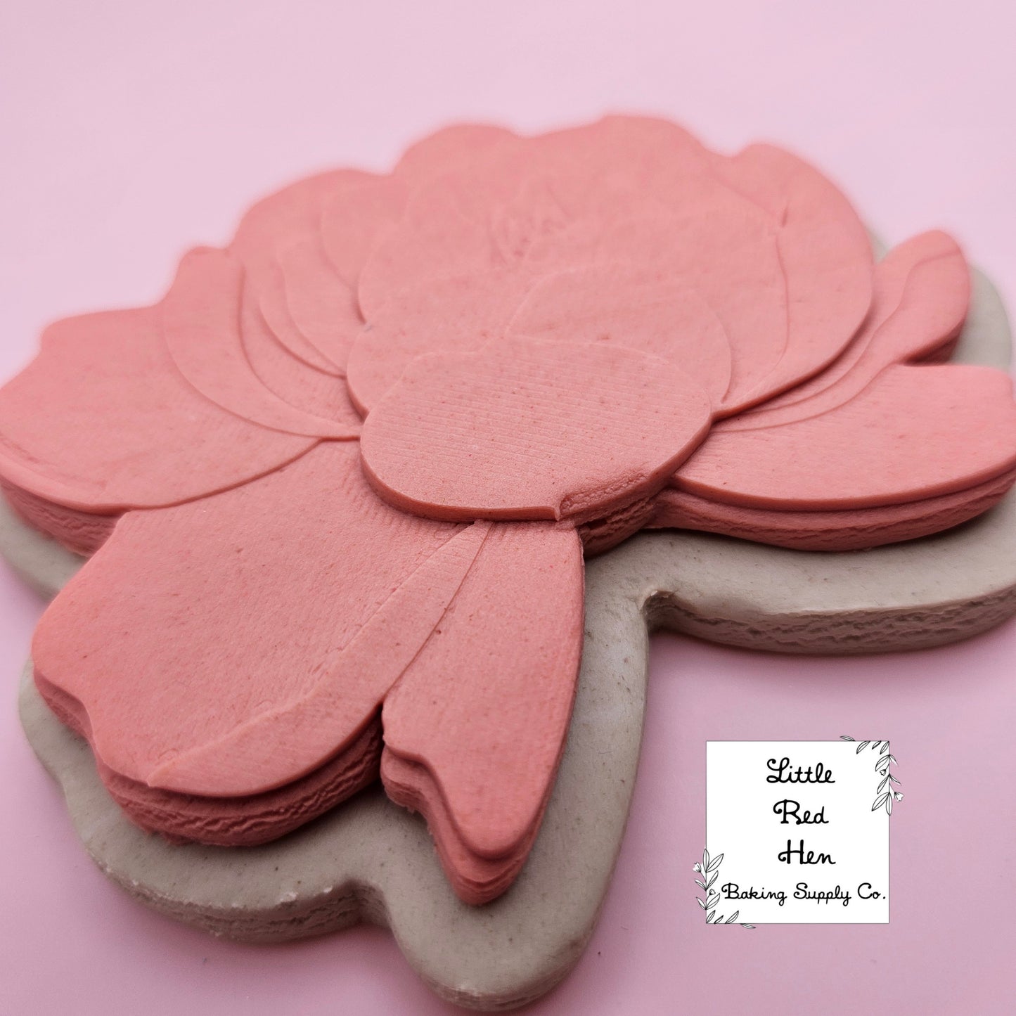 Peony Flower Fondant Stamp and Cutter Set -- November Birth Flower