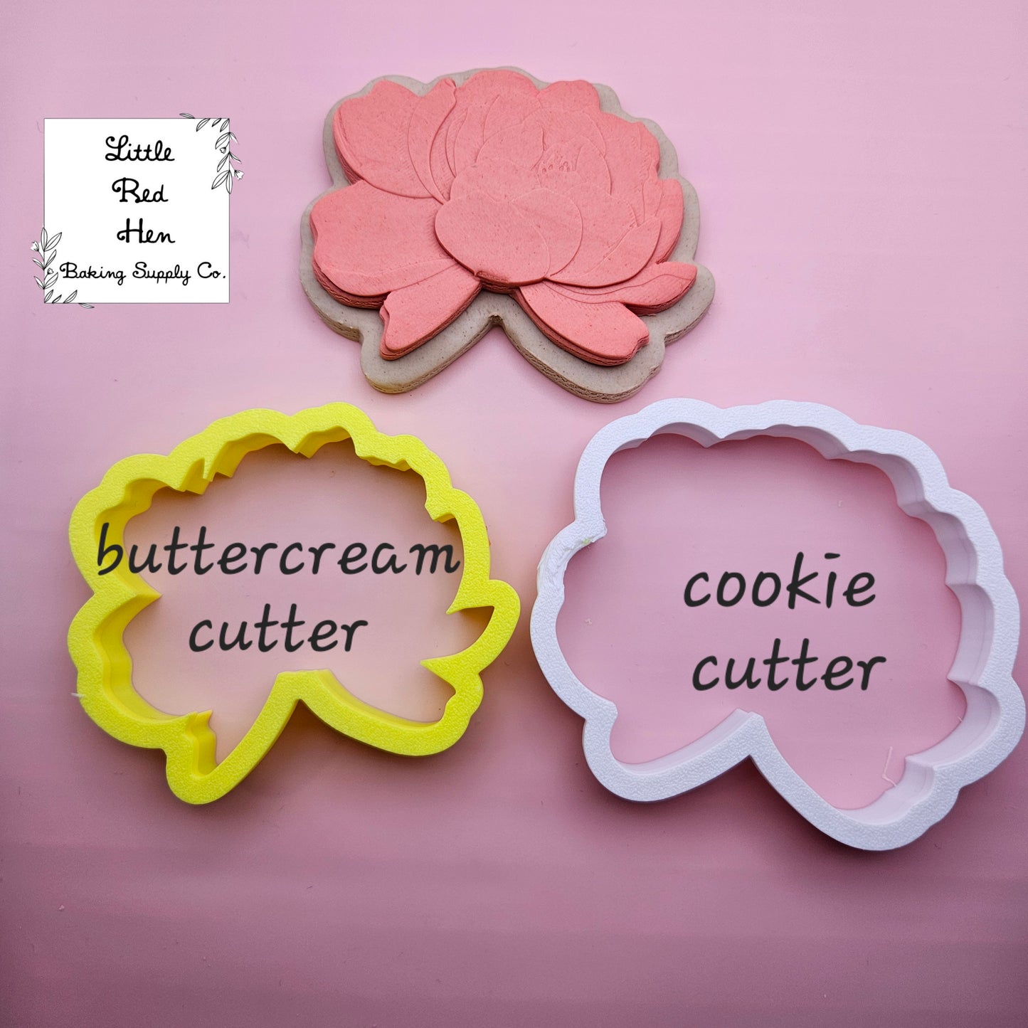 Peony Flower Fondant Stamp and Cutter Set -- November Birth Flower