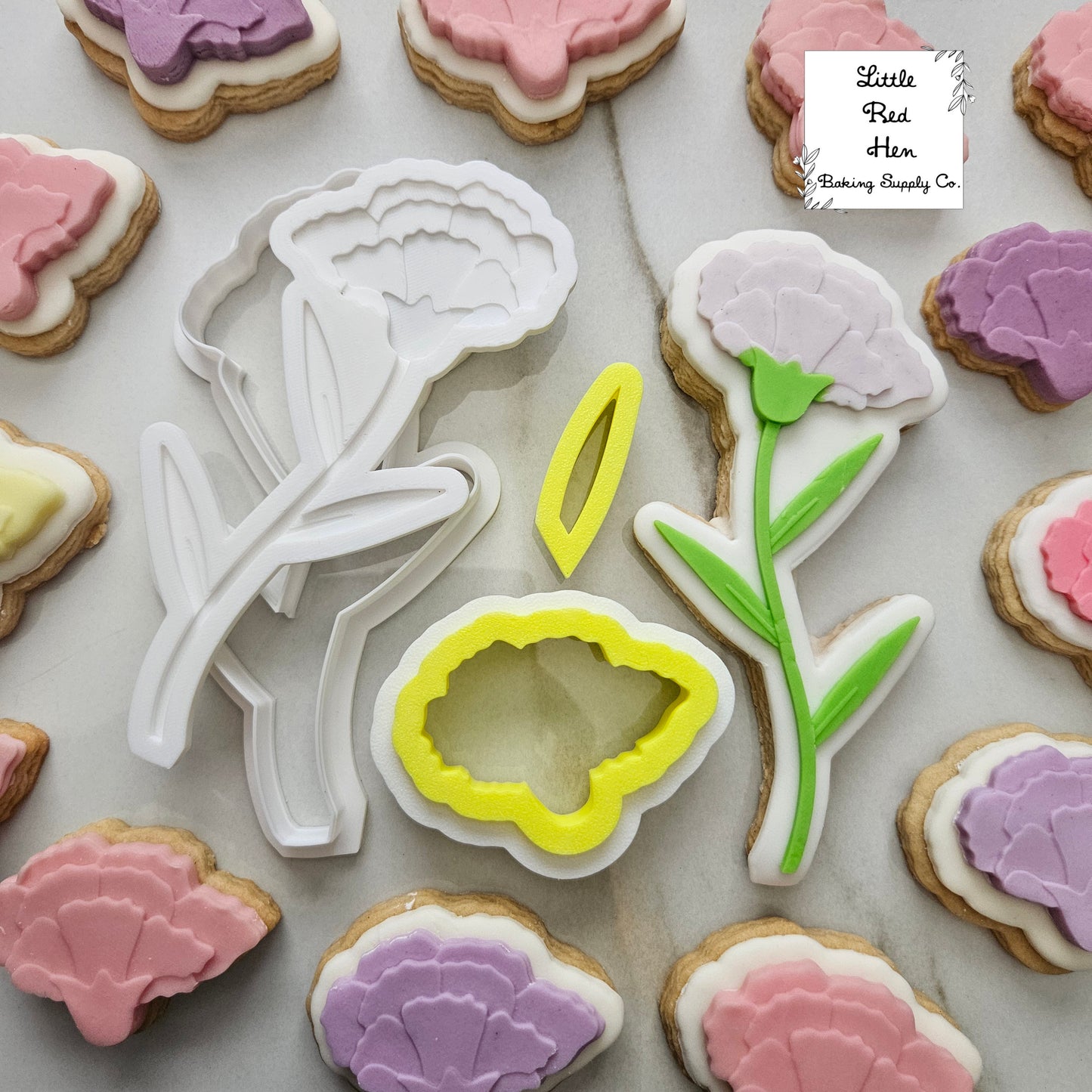 Carnation Flower Fondant and Buttercream Stamp Set -- January Birth Flower