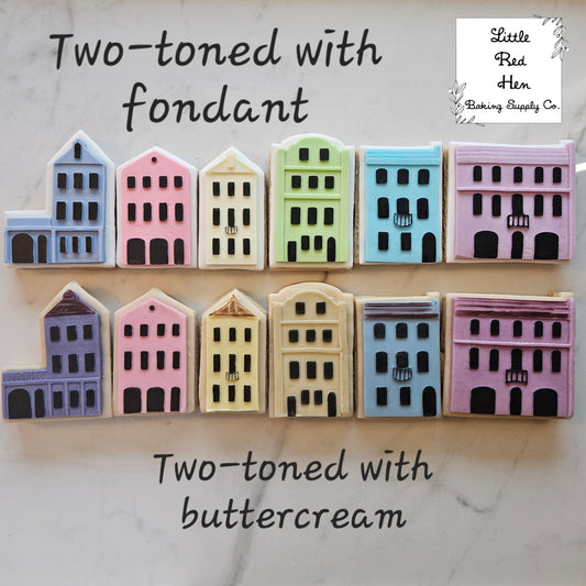 Charleston Rainbow Row Stamp and Cutter Set for Fondant and Buttercream