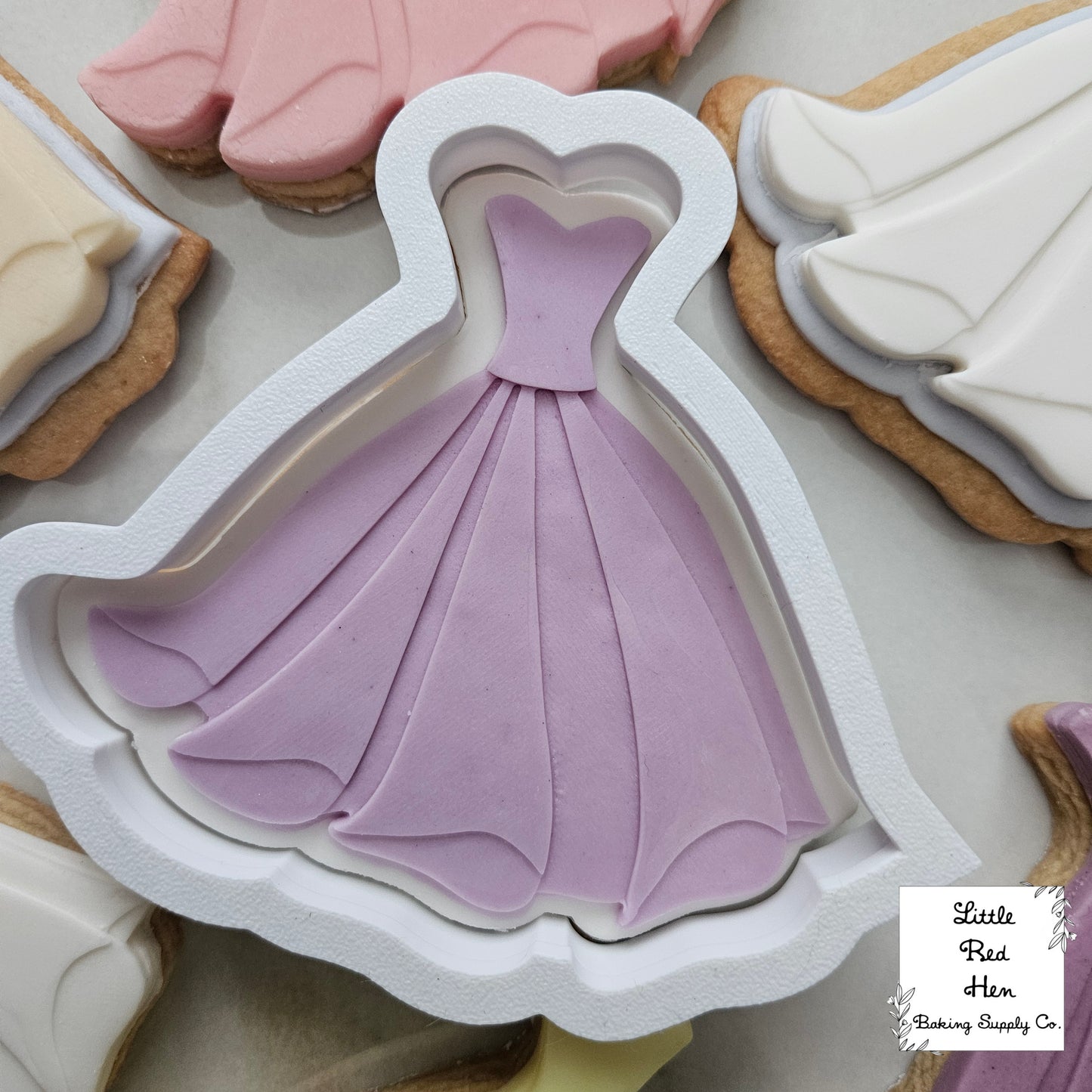 Fairy Tale Dress Fondant Stamp and Cutter Set -- Wedding Collection