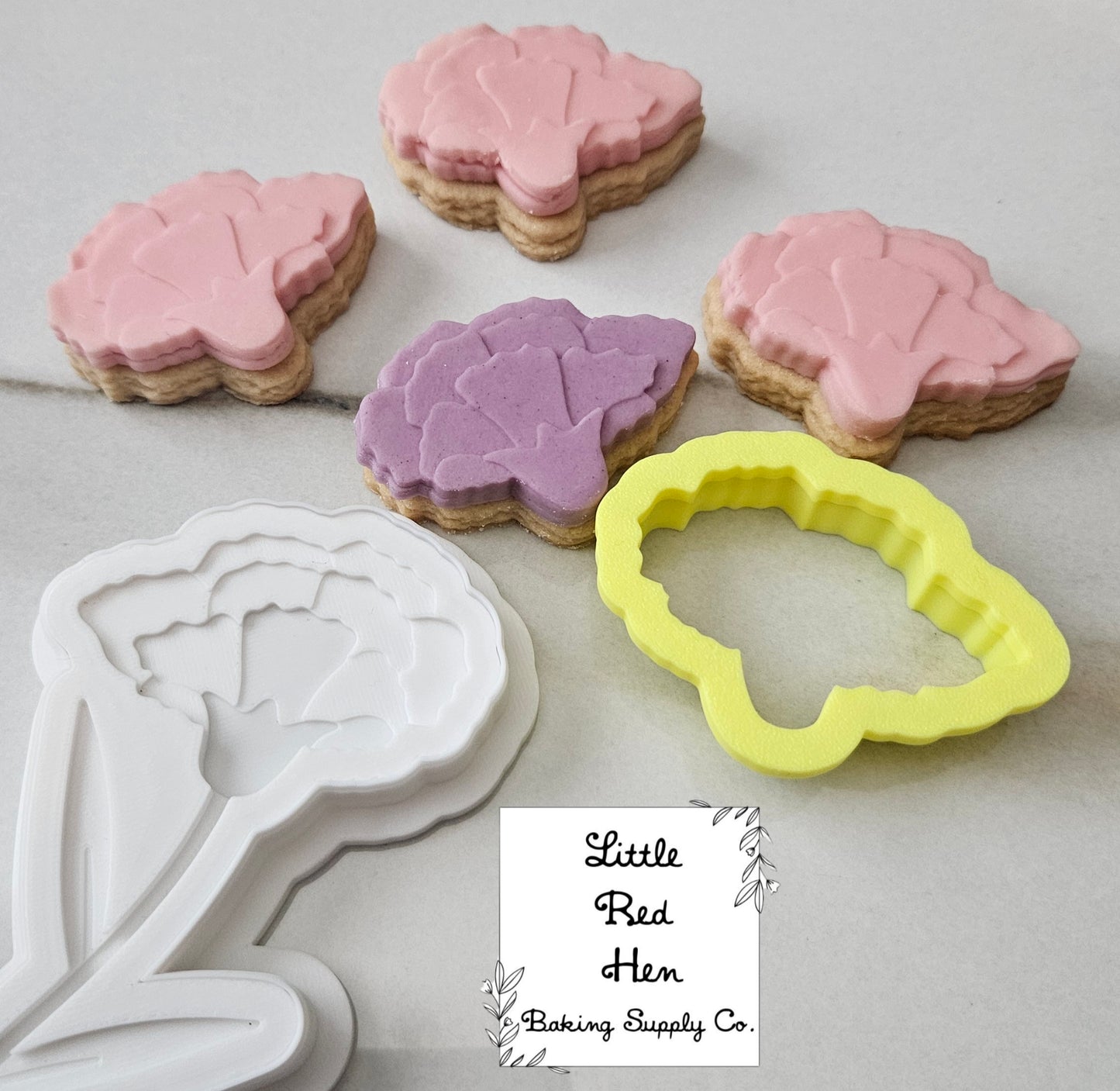 Carnation Flower Fondant and Buttercream Stamp Set -- January Birth Flower