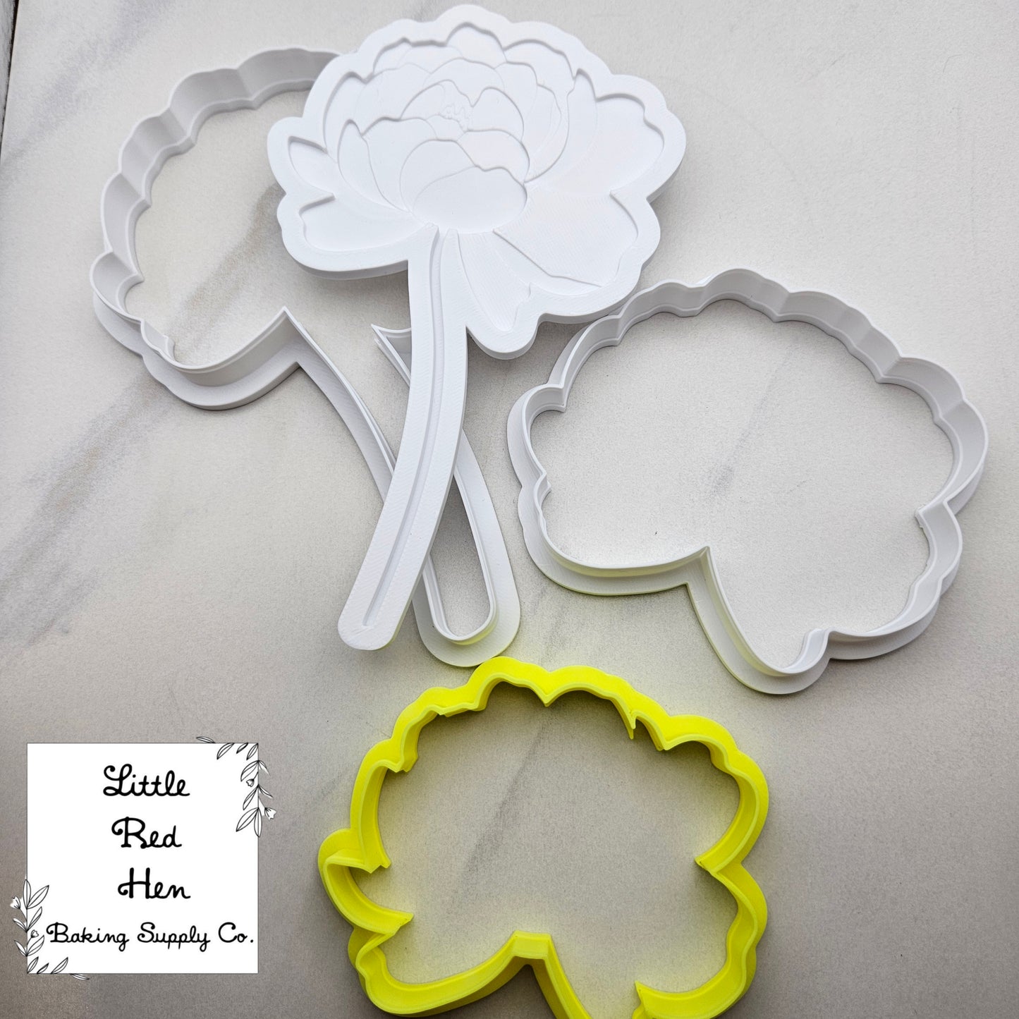 Peony Flower Fondant Stamp and Cutter Set -- November Birth Flower