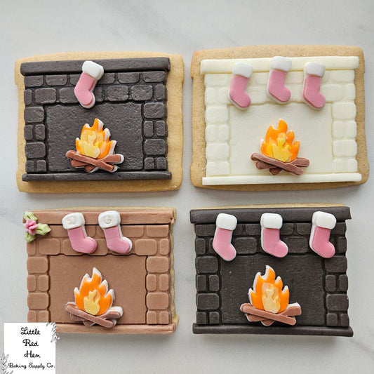 Fireplace Fondant and Buttercream Stamp and Cutter Set (and Optional Initial Stamps)