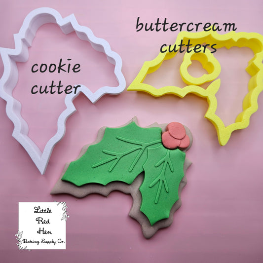 Holly Buttercream and Fondant Stamp -- December Birth Flower