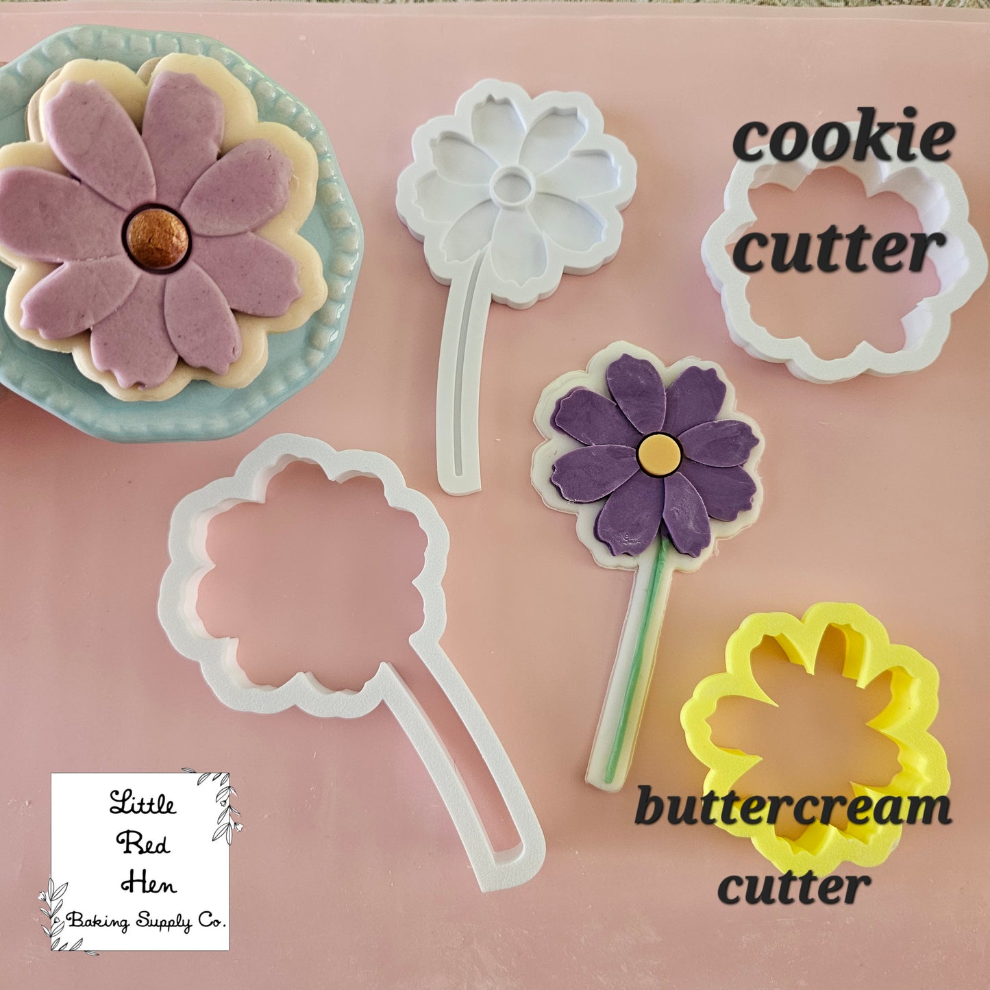 Cosmos Flower Fondant Stamp -- October Birth Flower