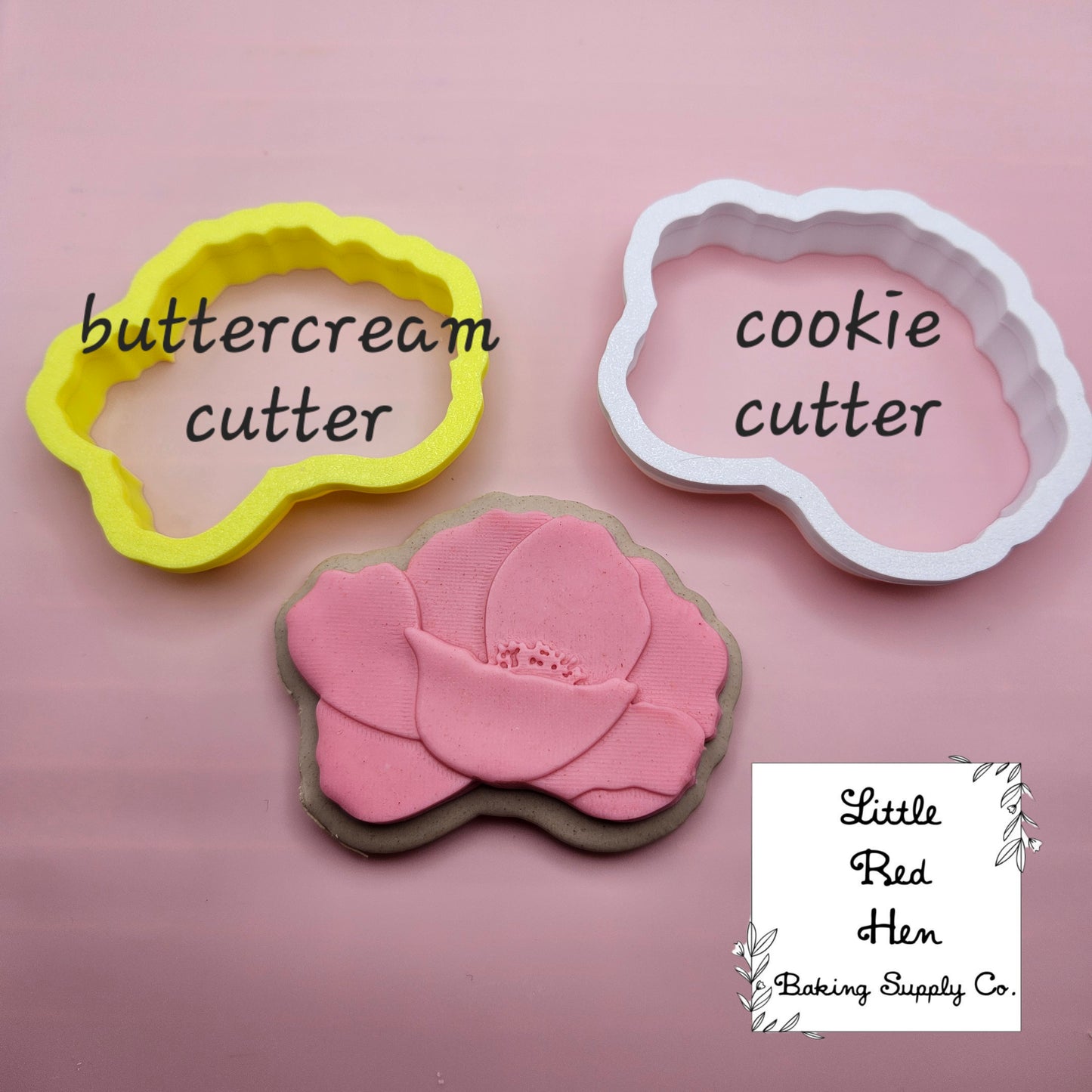 Poppy Flower Fondant Stamp and Cutter Set -- August Birth Flower