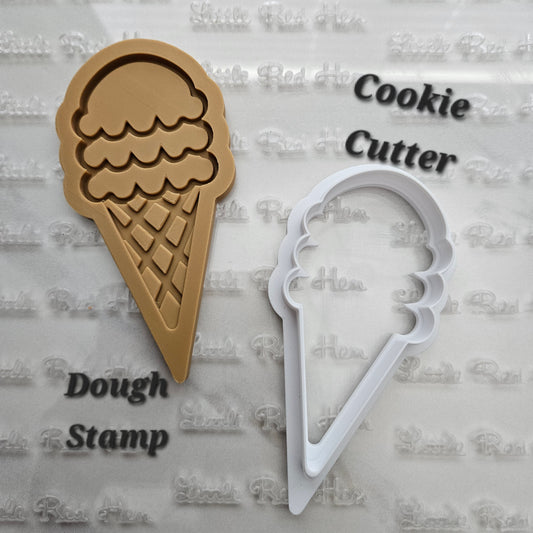 Ice Cream Cone DOUGH STAMP // READY TO FLOOD Stamp and Cookie Cutter Set