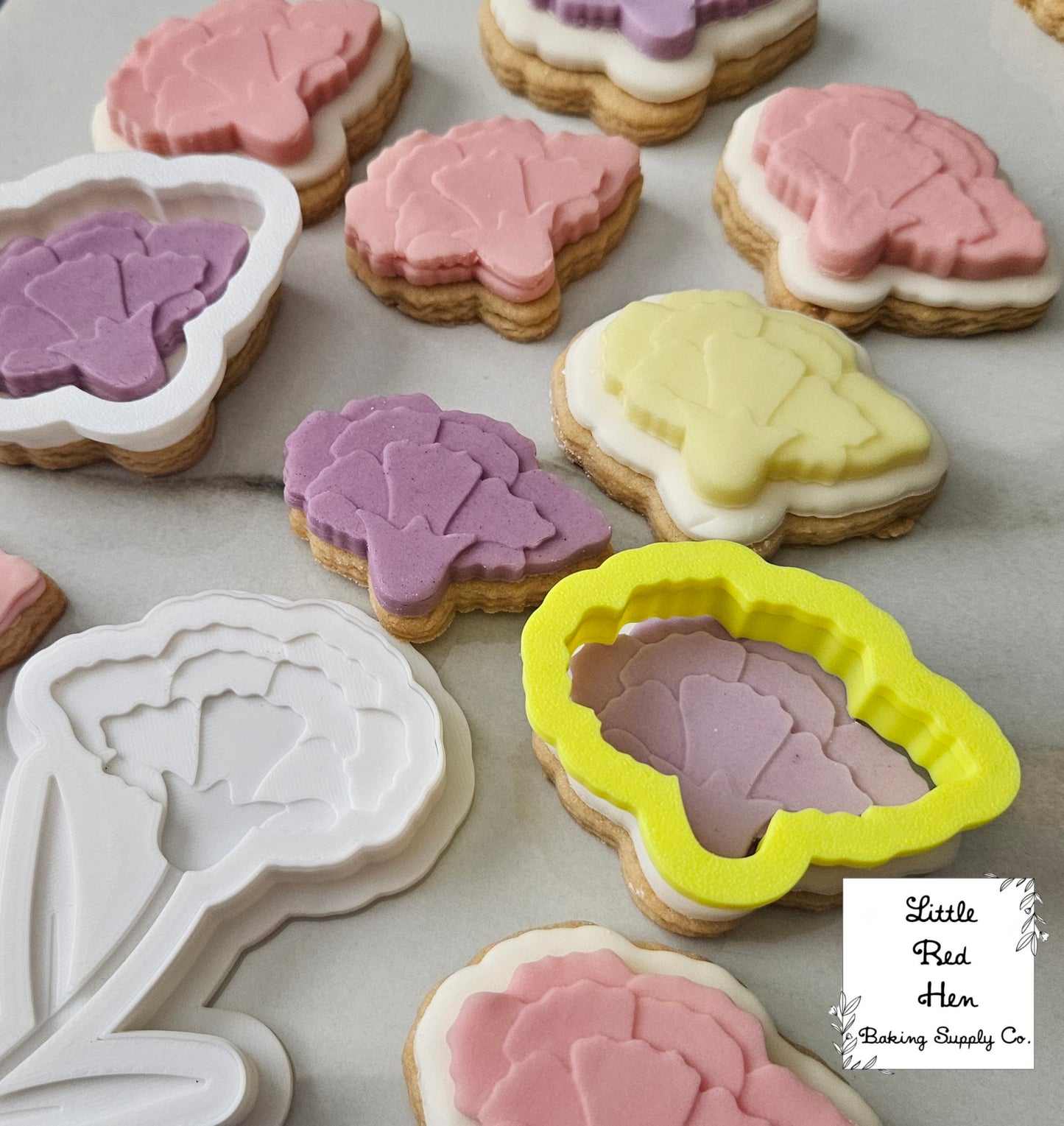 Carnation Flower Fondant and Buttercream Stamp Set -- January Birth Flower