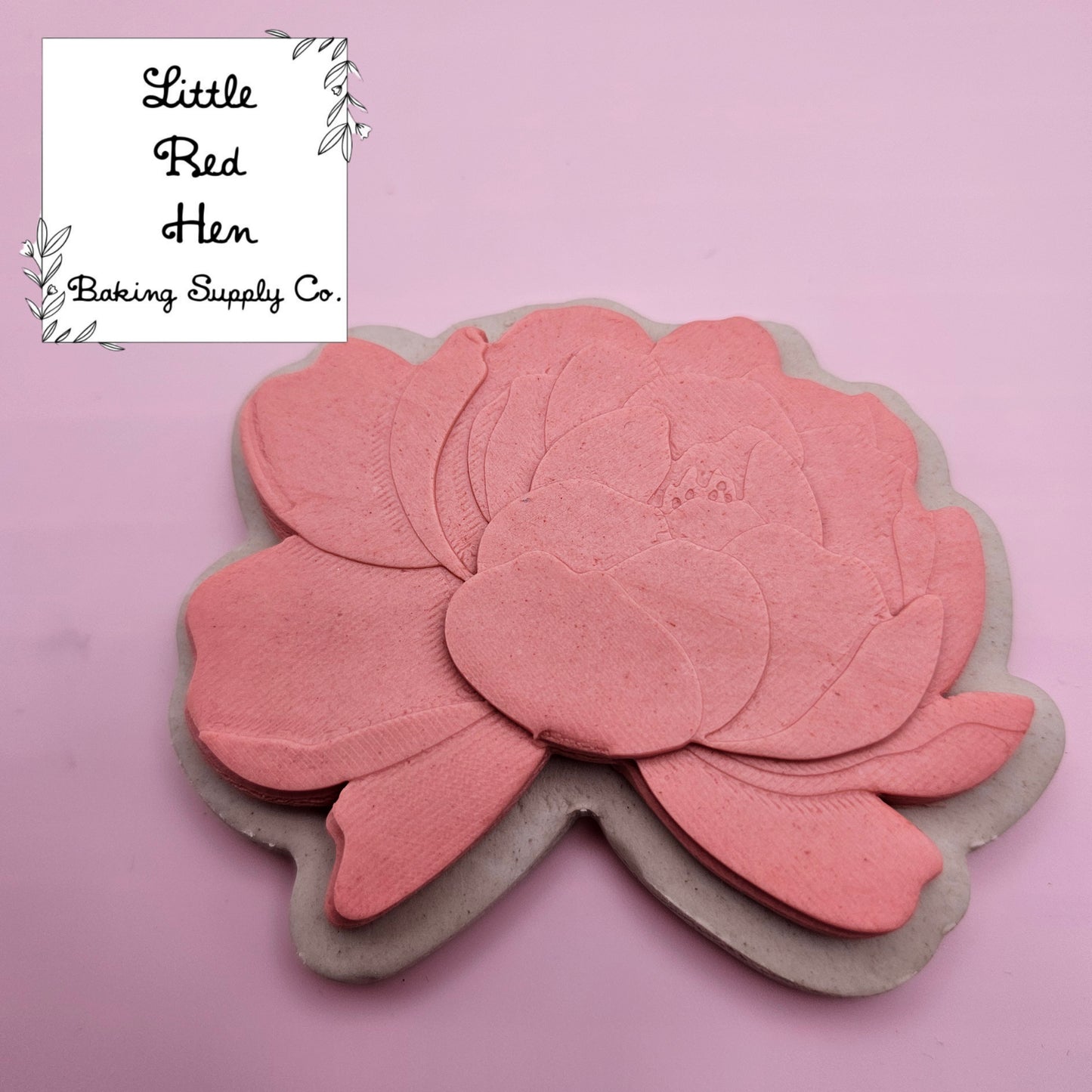 Peony Flower Fondant Stamp and Cutter Set -- November Birth Flower