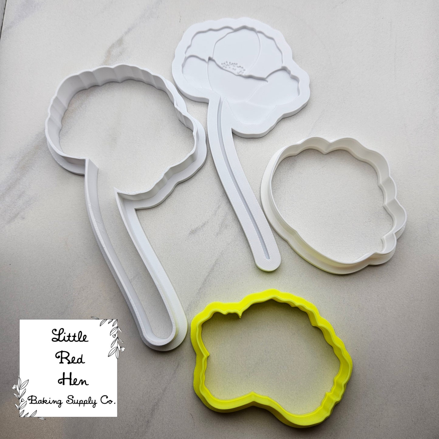 Poppy Flower Fondant Stamp and Cutter Set -- August Birth Flower