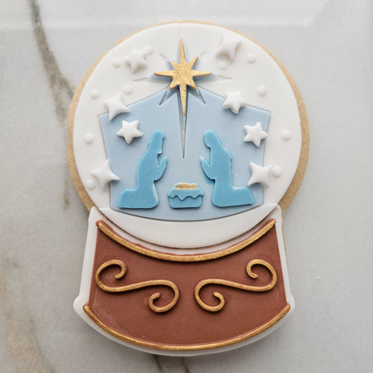 Nativity Snow Globe Fondant and Buttercream Stamp and Cutter Set
