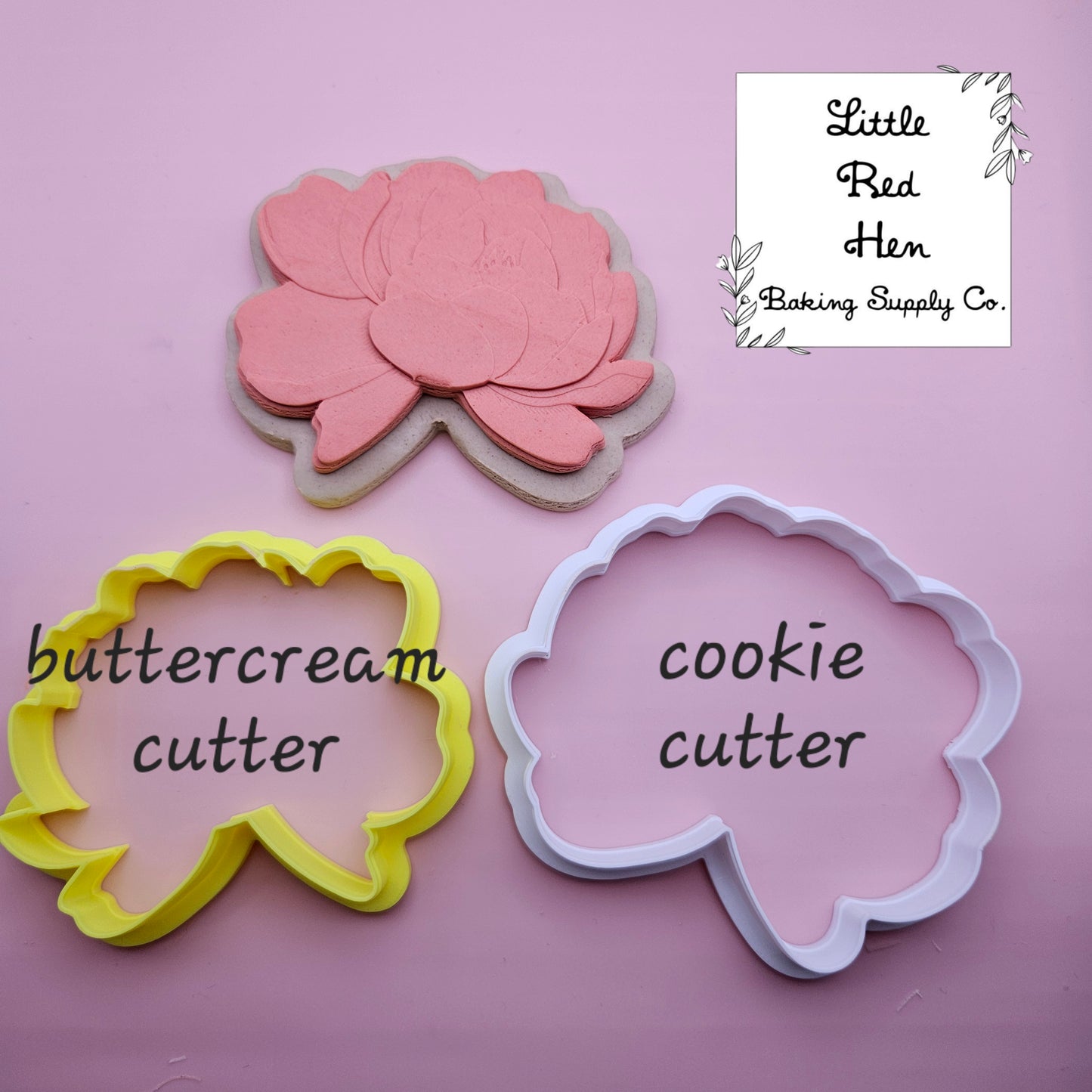 Peony Flower Fondant Stamp and Cutter Set -- November Birth Flower