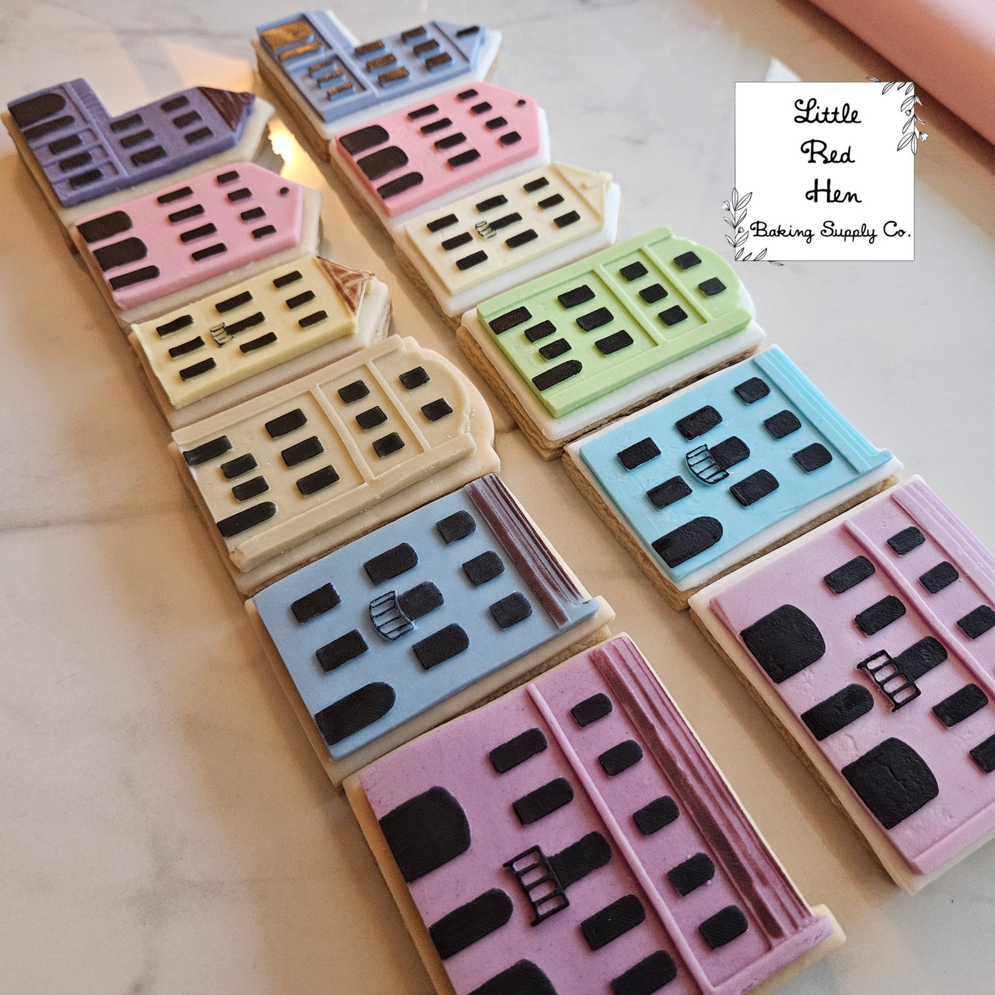 Charleston Rainbow Row Stamp and Cutter Set for Fondant and Buttercream