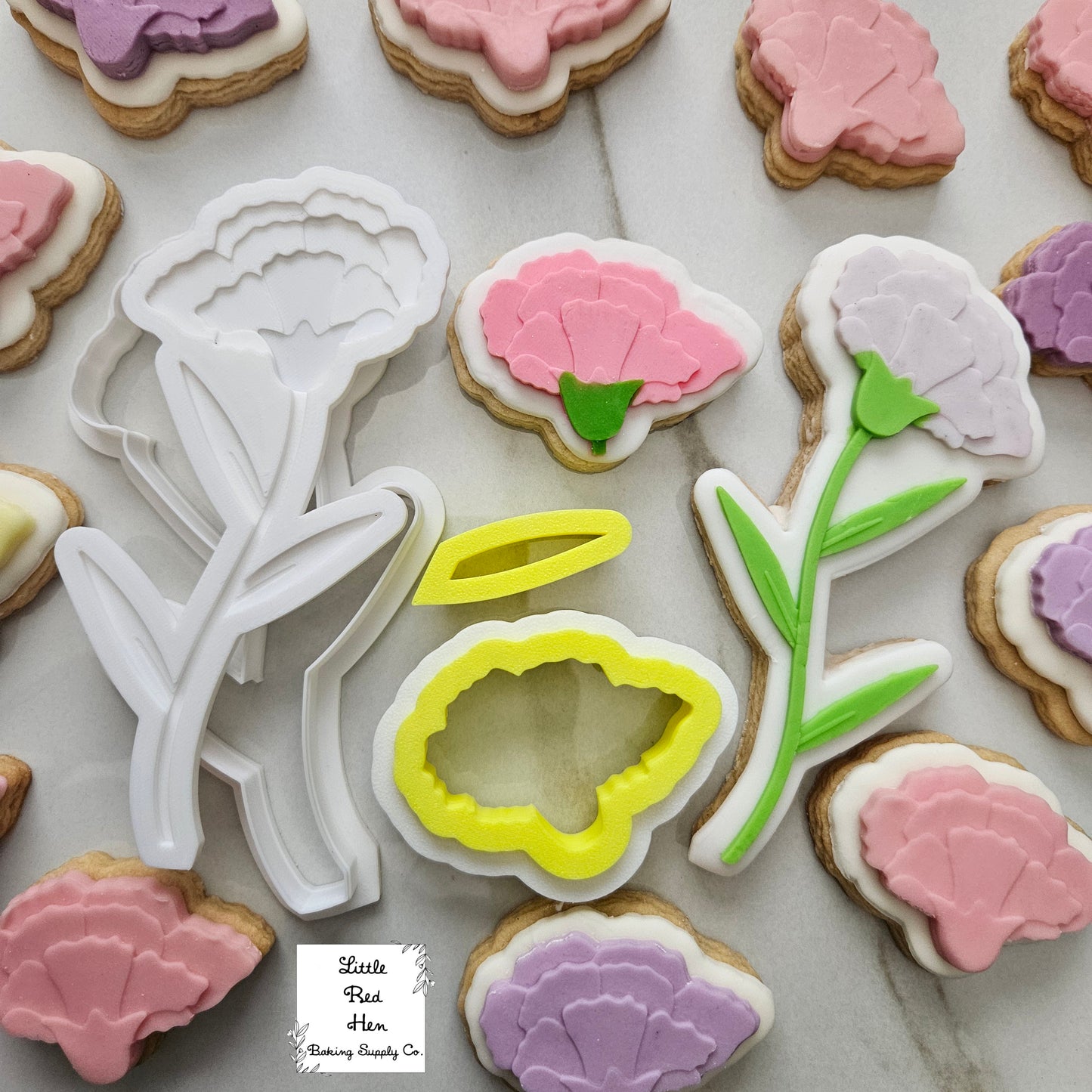 Carnation Flower Fondant and Buttercream Stamp Set -- January Birth Flower