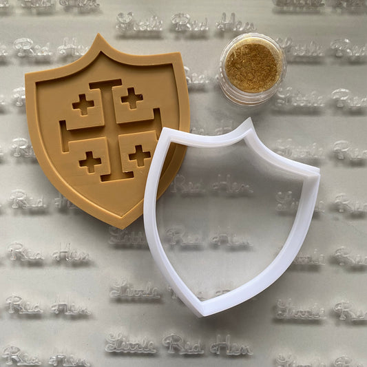Jerusalem Cross Shield Buttercream Fondant Stamp and Cookie Cutter Set
