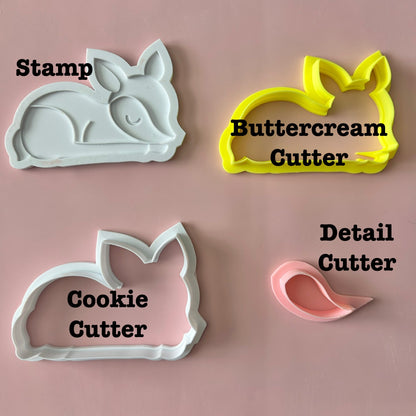 Sleeping Deer Buttercream and Fondant Stamp and Cutter Set