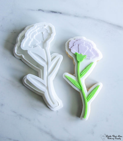 Carnation Flower Fondant and Buttercream Stamp Set -- January Birth Flower