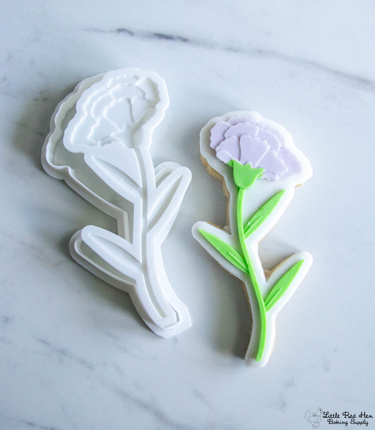 Carnation Flower Fondant Stamp -- January Birth Flower