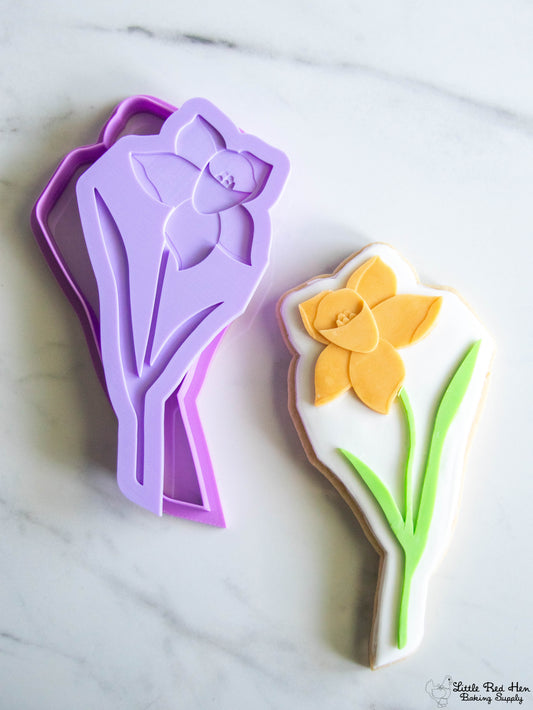 Daffodil Flower Fondant Stamp and Cutter Set -- March Birth Flower