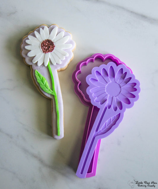 Daisy Flower Fondant Stamp and Cutter Set -- April Birth Flower