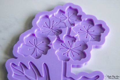Hawthorn Flower Fondant Stamp and Cutter Set -- May Birth Flower