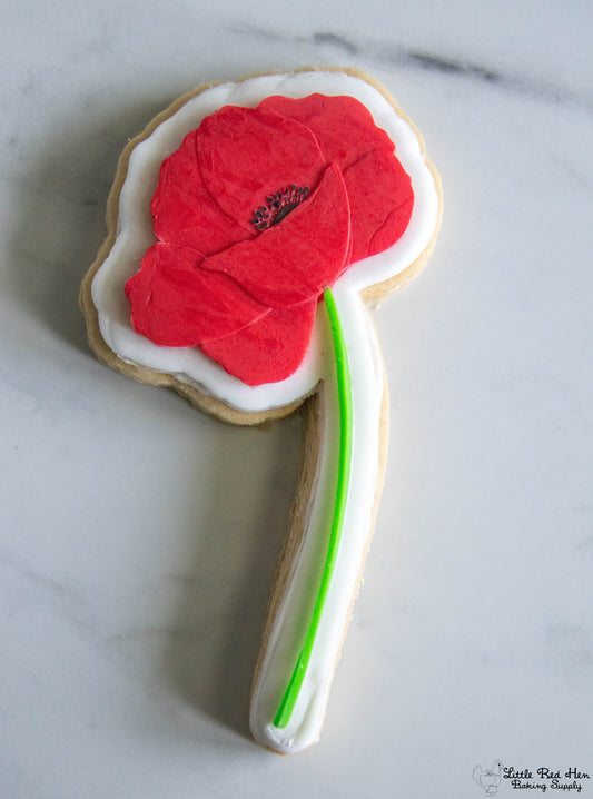 Poppy Flower Fondant Stamp and Cutter Set -- August Birth Flower