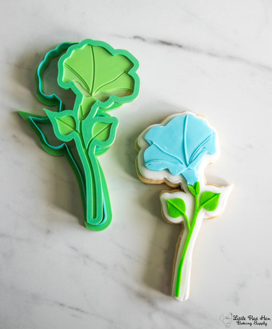 Morning Glory Flower Fondant Stamp and Cutter Set -- September Birth Flower