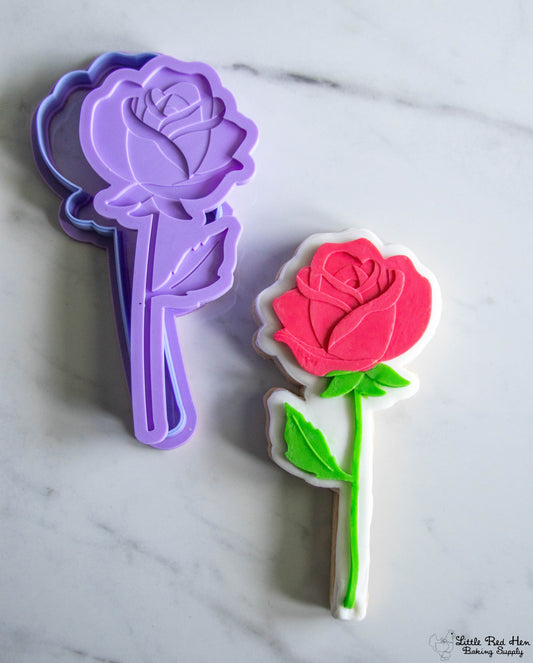 Rose Flower Fondant Stamp and Cutter Set -- June Birth Flower