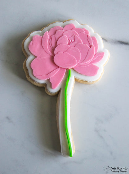 Peony Flower Fondant Stamp and Cutter Set  -- November Birth Flower