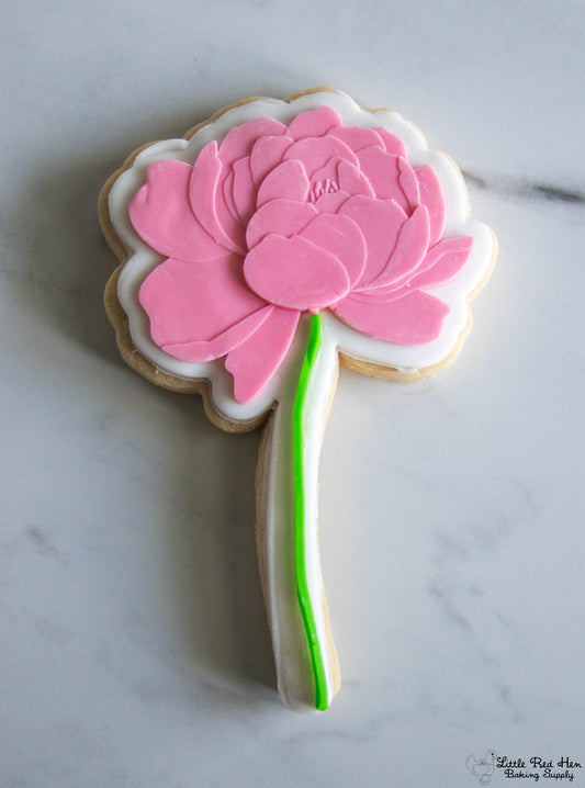 Peony Flower Fondant Stamp and Cutter Set  -- November Birth Flower