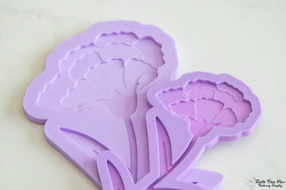Carnation Flower Fondant and Buttercream Stamp Set -- January Birth Flower