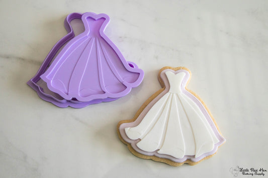 Fairy Tale Dress Fondant Stamp and Cutter Set -- Wedding Collection