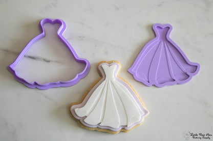Fairy Tale Dress Fondant Stamp and Cutter Set -- Wedding Collection