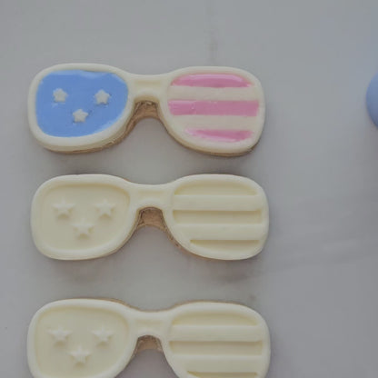 Americana Sunglasses READY TO FLOOD Buttercream Fondant Stamp and Cookie Cutter Set