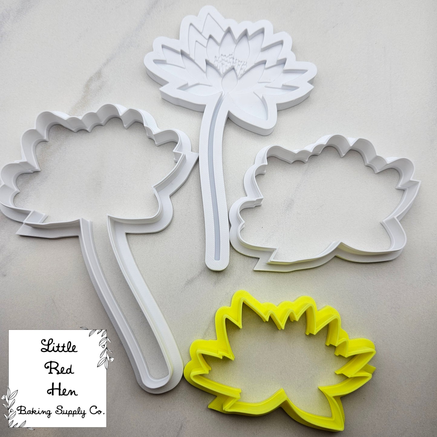 Water Lily Flower Fondant Stamp and Cutter Set -- July Birth Flower