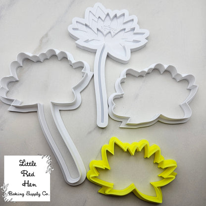 Water Lily Flower Fondant Stamp and Cutter Set -- July Birth Flower