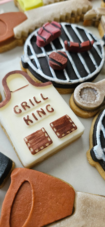 Grill Apron Father's Day Buttercream Fondant Stamp and Cookie Cutter Set